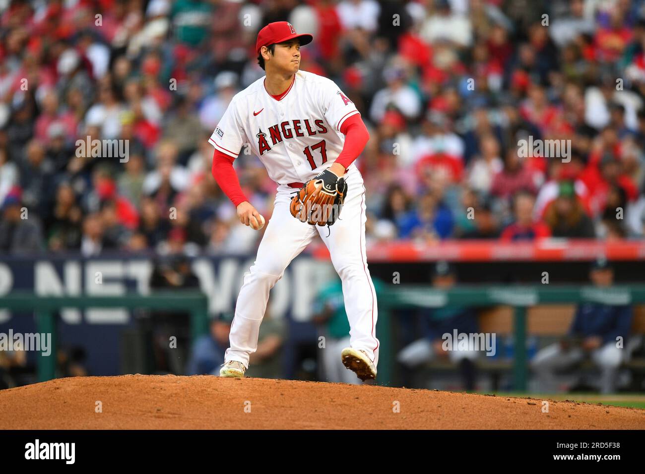 ANAHEIM, CA - JUNE 09: Los Angeles Angels pitcher Shohei Ohtani (17) throws  a pitch during the MLB game between the Seattle Mariners and the Los  Angeles Angels of Anaheim on June