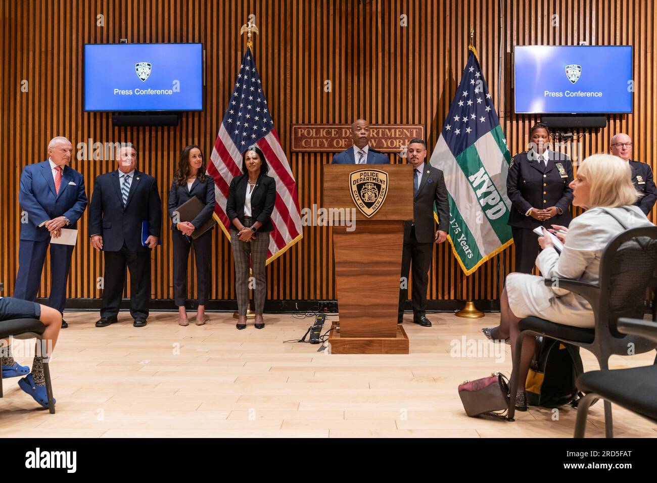 Mayor Eric Adams speaks at public safety announcement by Mayor Eric ...