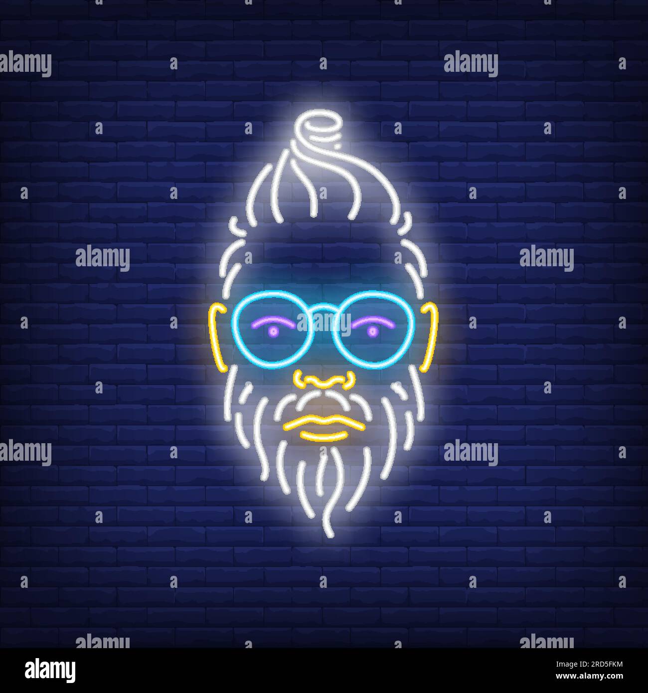Hipster man face neon sign Stock Vector