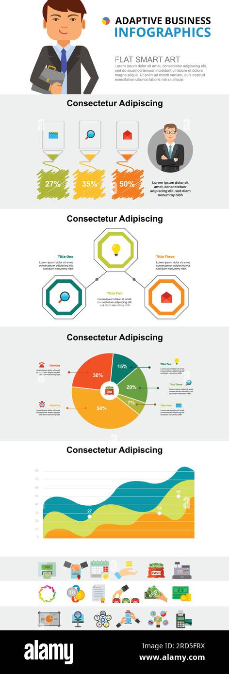 Statistics or marketing concept infographic charts set Stock Vector ...