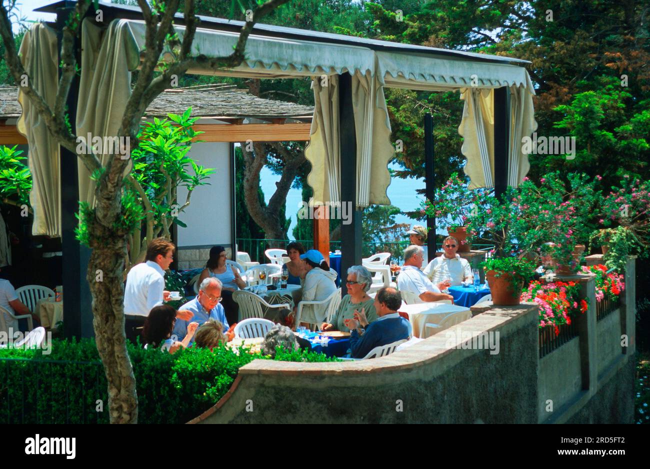 Restaurant, Via Tibero, Island of Capri, Campania, Italy Stock Photo