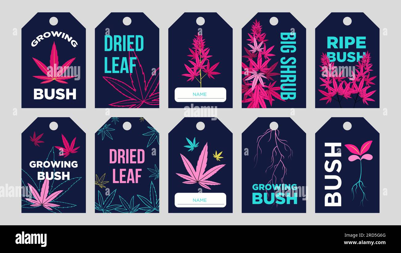 Promotional tag designs with marijuana plant Stock Vector Image & Art