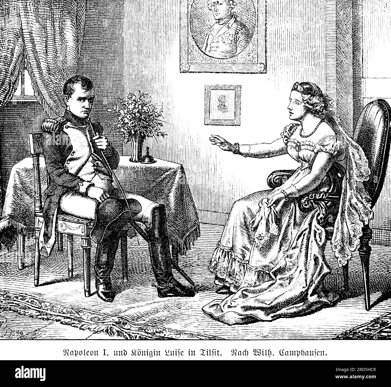 Queen Luise of Prussia in Tilsit with Napoleon I, portrait, room