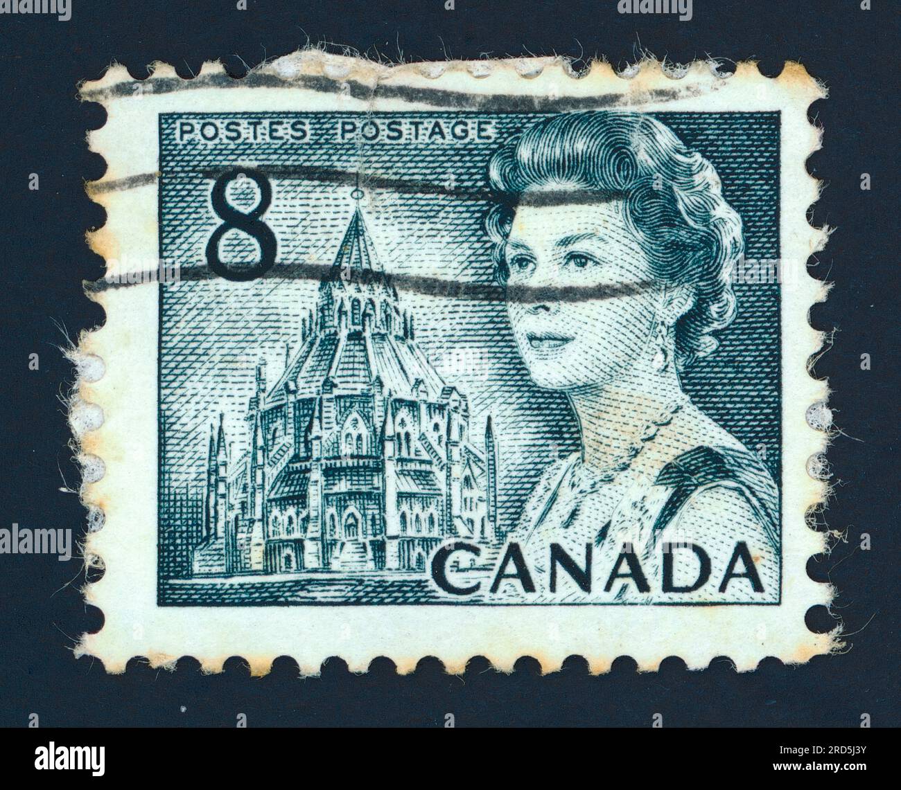Queen Elizabeth II. Postage stamp issued in Canada in 1960s. Stock Photo