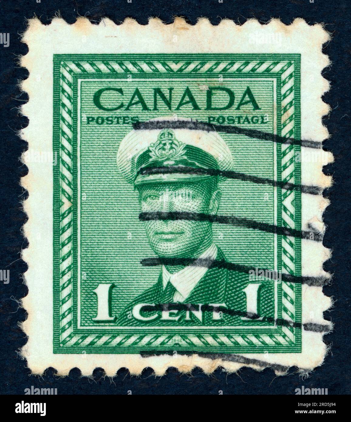 George VI (Albert Frederick Arthur George; 1895 – 1952), King of the United Kingdom and the Dominions of the British Commonwealth from 1936 until his death in 1952. Postage stamp issued in Canada in 1948. Stock Photo