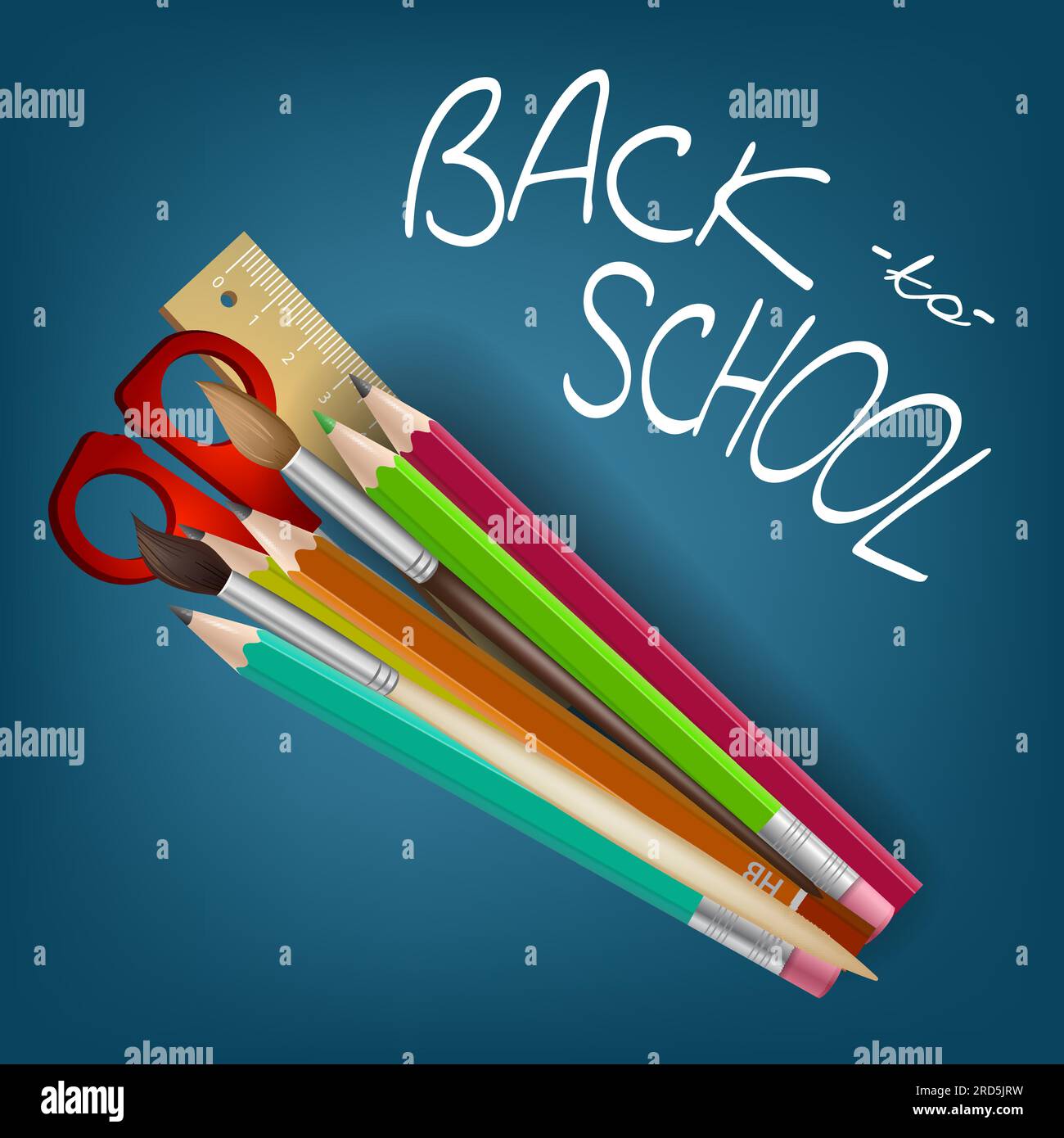 Back to school lettering and bright supplies Stock Vector Image & Art ...
