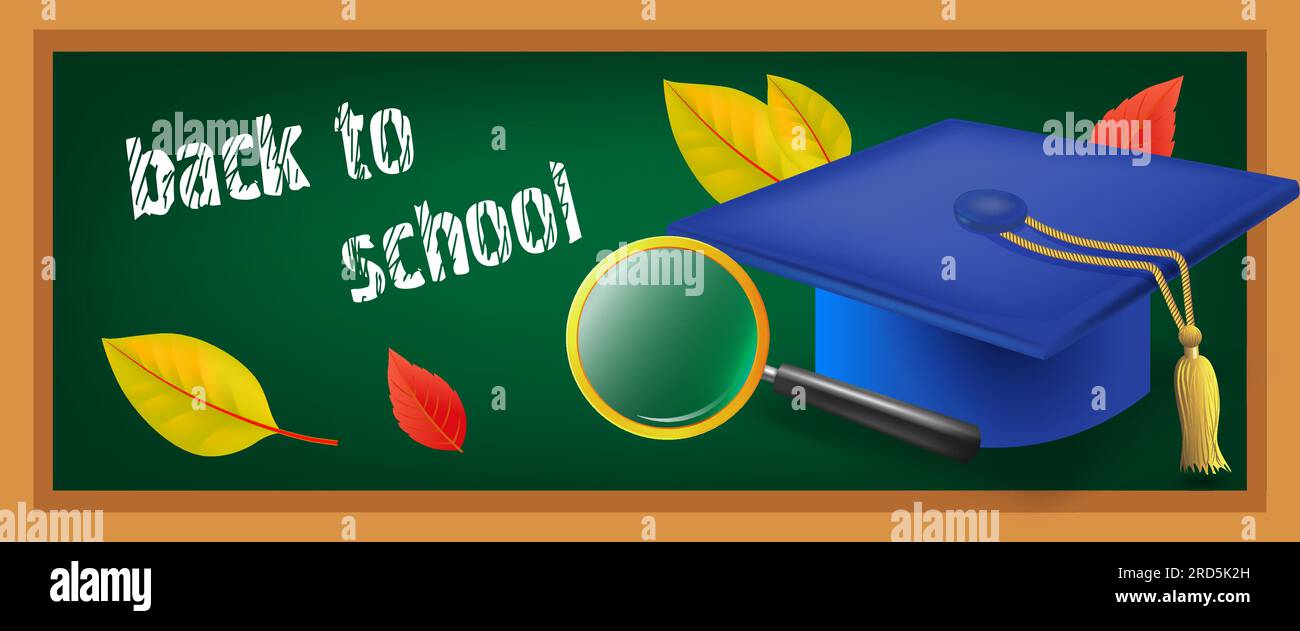 Back to school banner design with magnifier glass Stock Vector Image ...