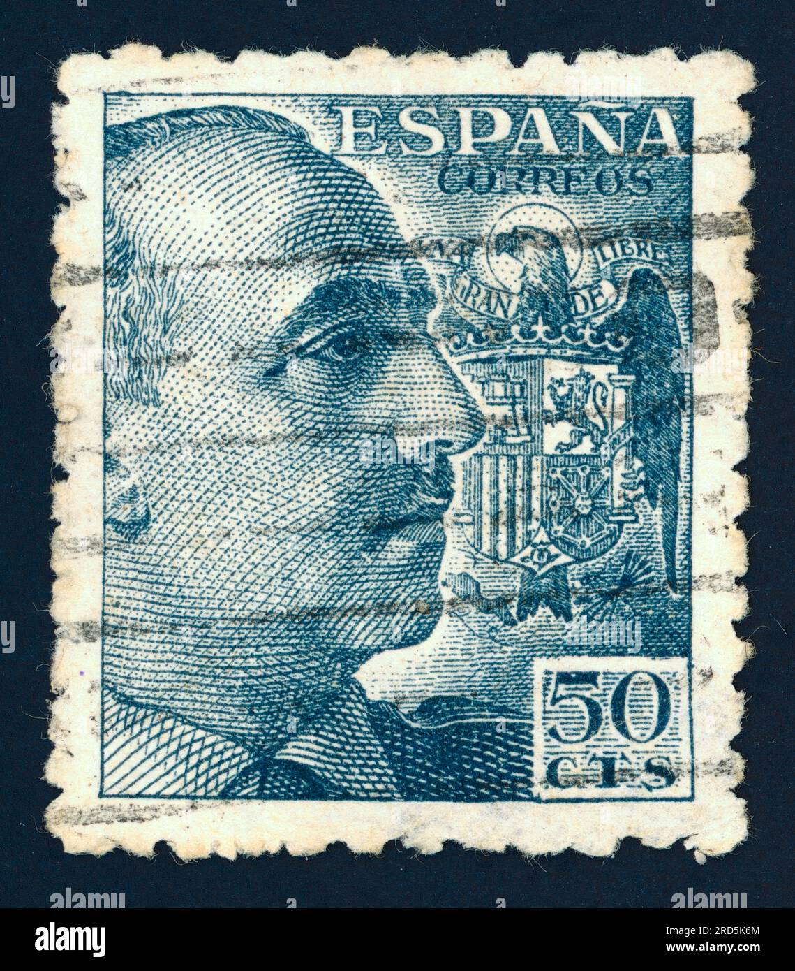General Franco (Francisco Franco Bahamonde), (1892 – 1975). Postage stamp issued in Spain in Stock Photo