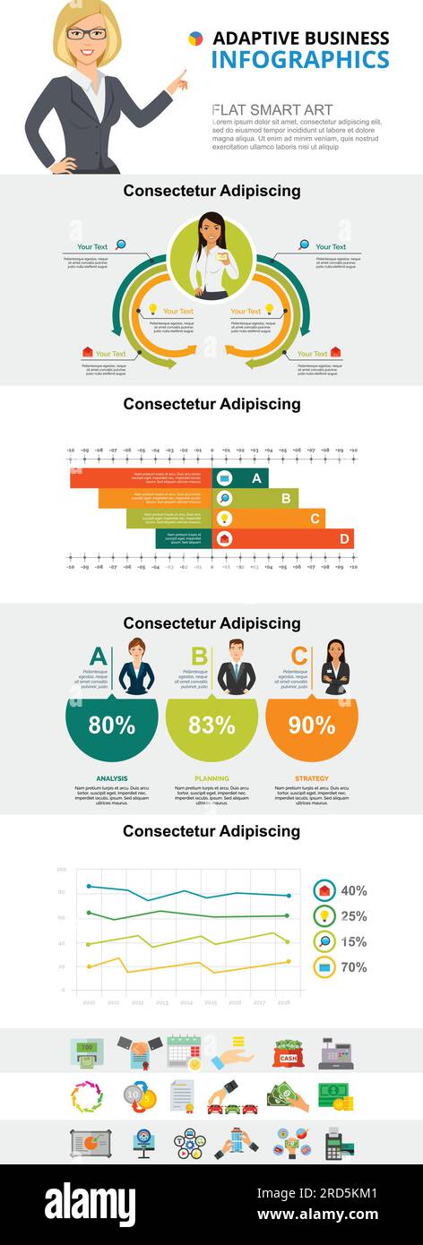 Marketing and statistics concept infographic charts set Stock Vector ...