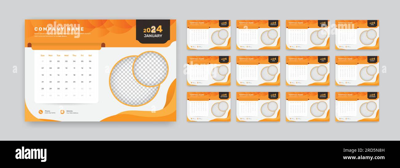 Modern abstract designed corporate business desk calendar layout of ...