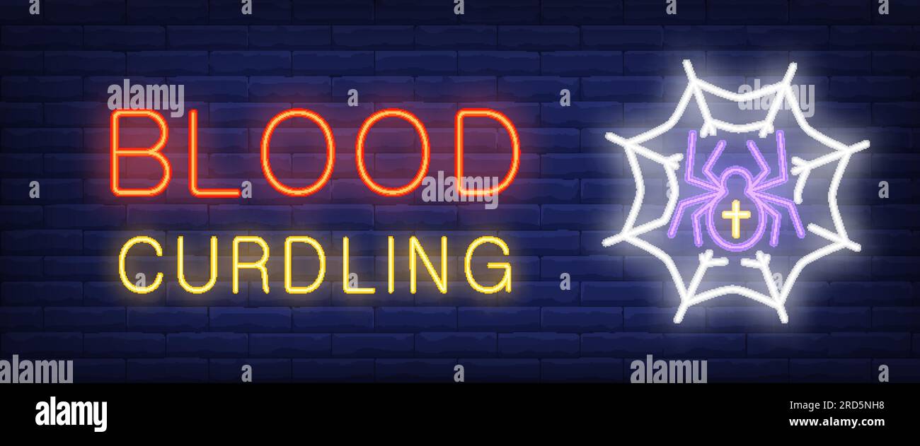 Blood curdling neon style banner Stock Vector