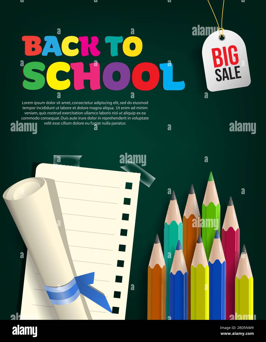 Back to school big sale flyer design with paper scroll Stock Vector ...