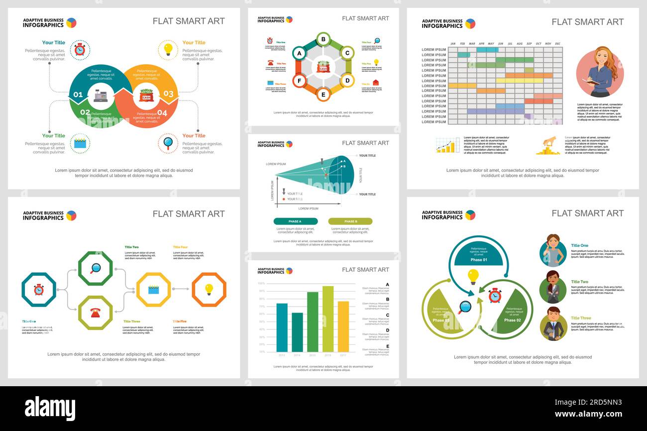 Colorful finance or teamwork concept infographic charts set Stock ...