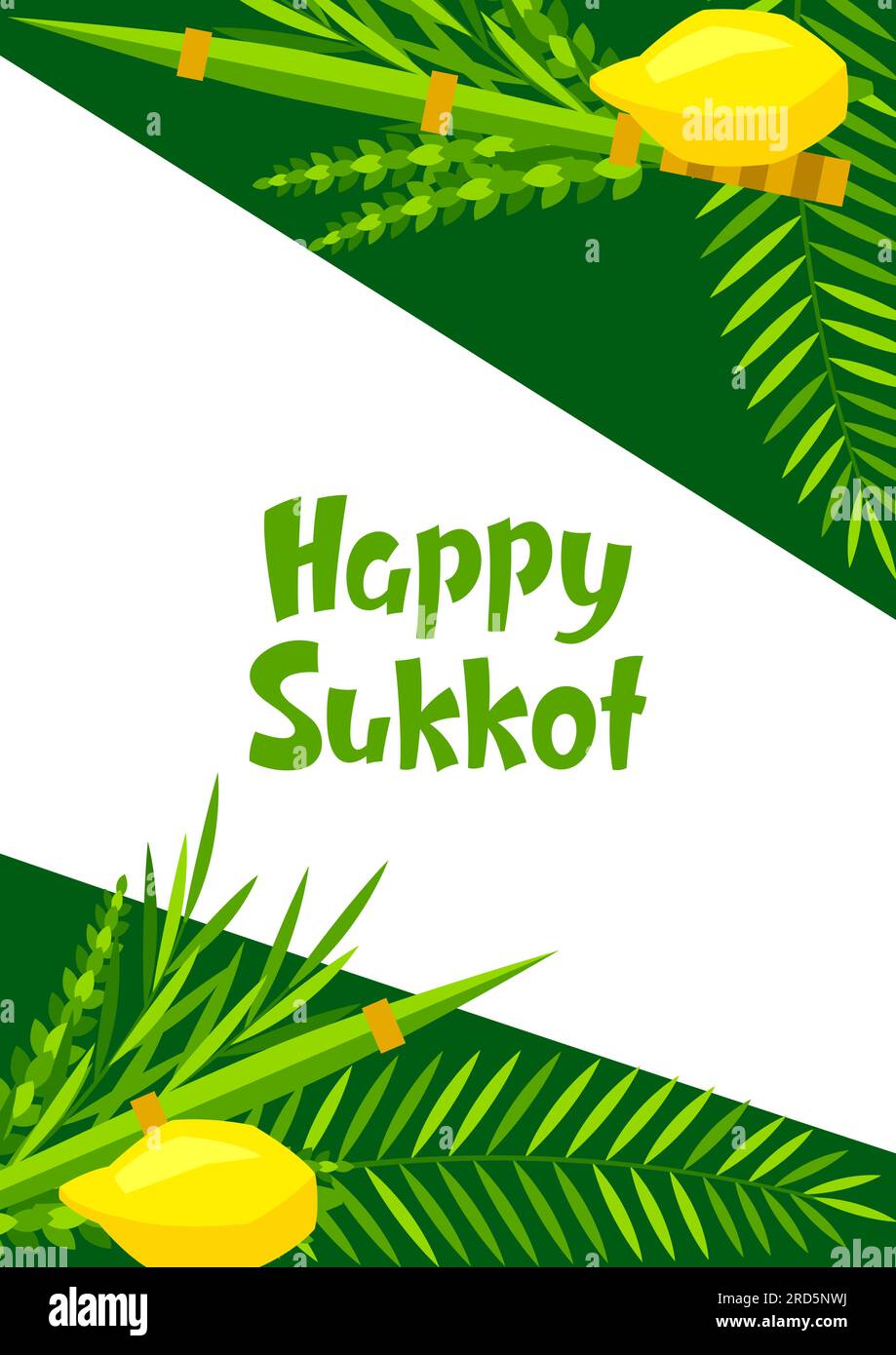 Happy Sukkot greeting card. Holiday background with Jewish festival
