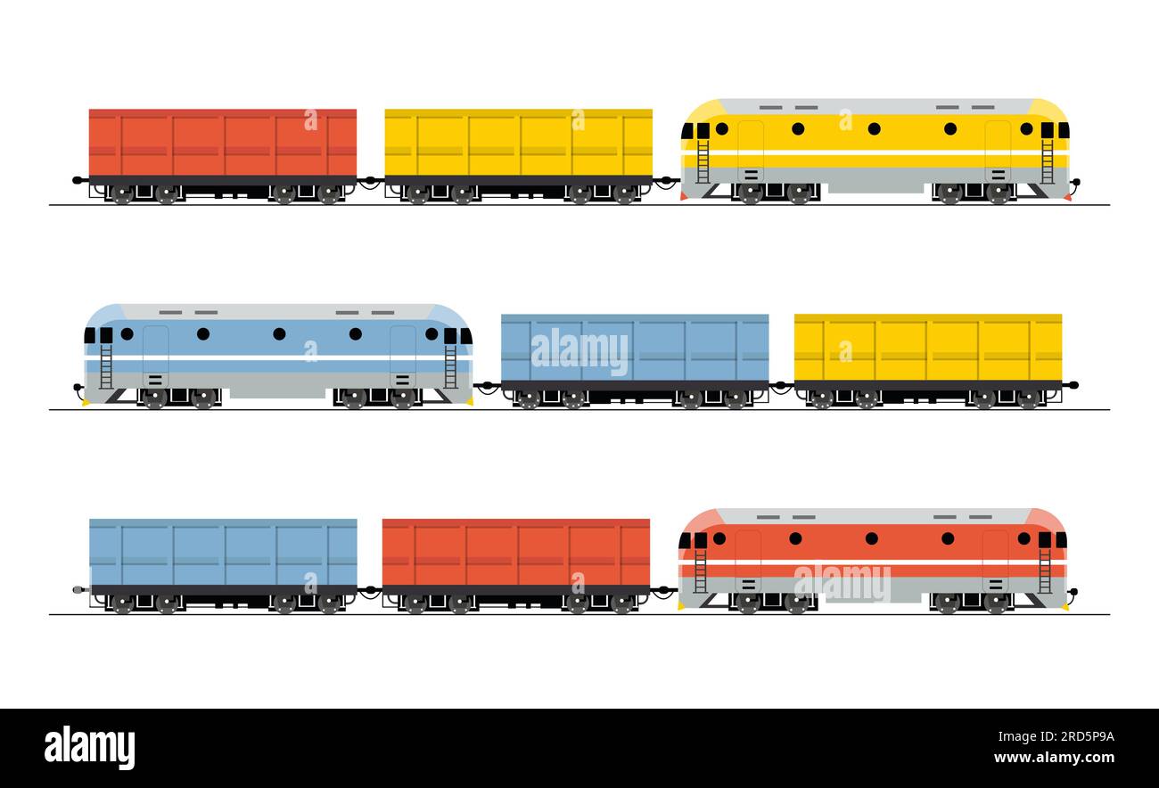 Set of modern locomotives Stock Vector