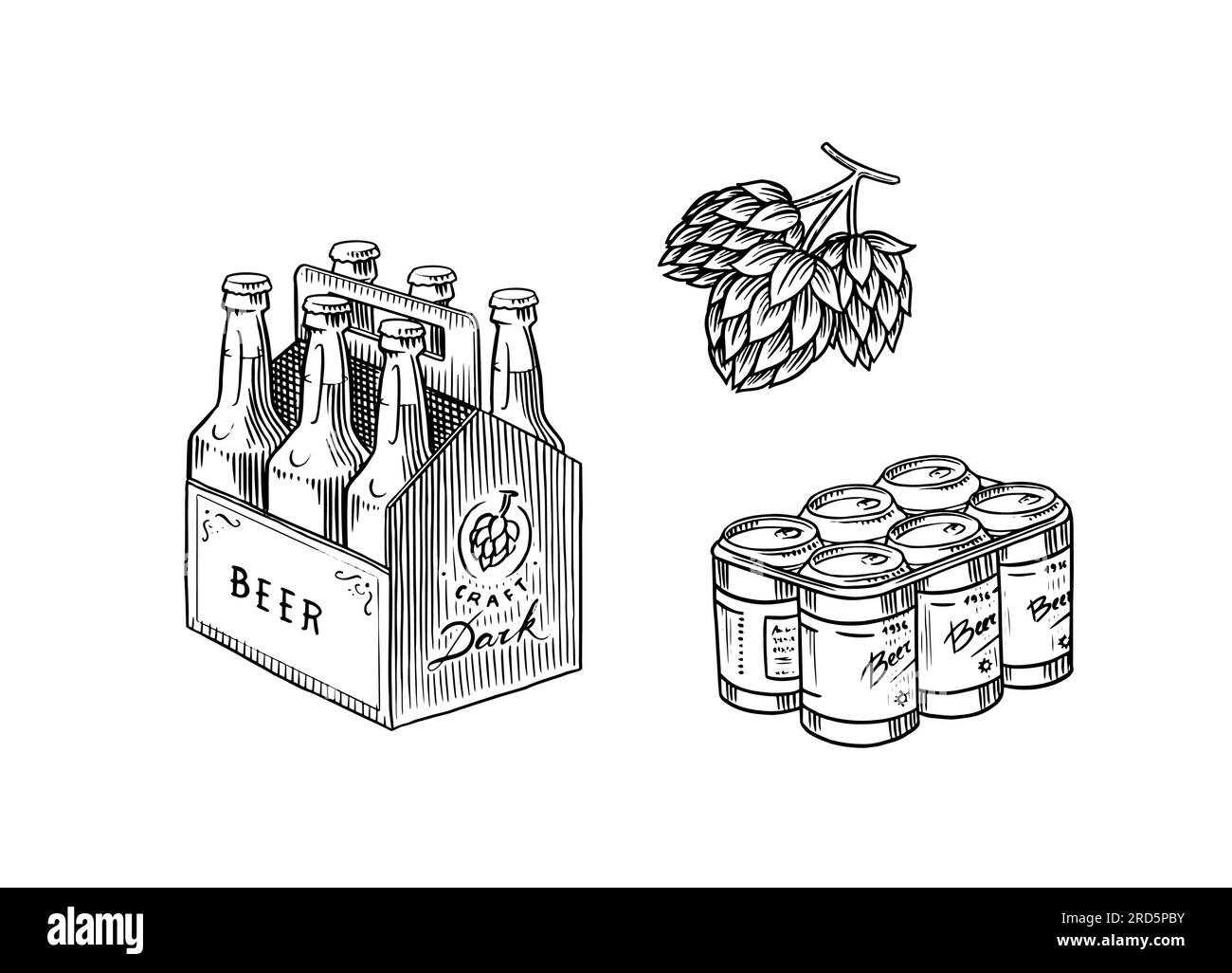 Beer glass bottle of oktoberfest. beverage packaging. Engraved in ink hand drawn in old sketch