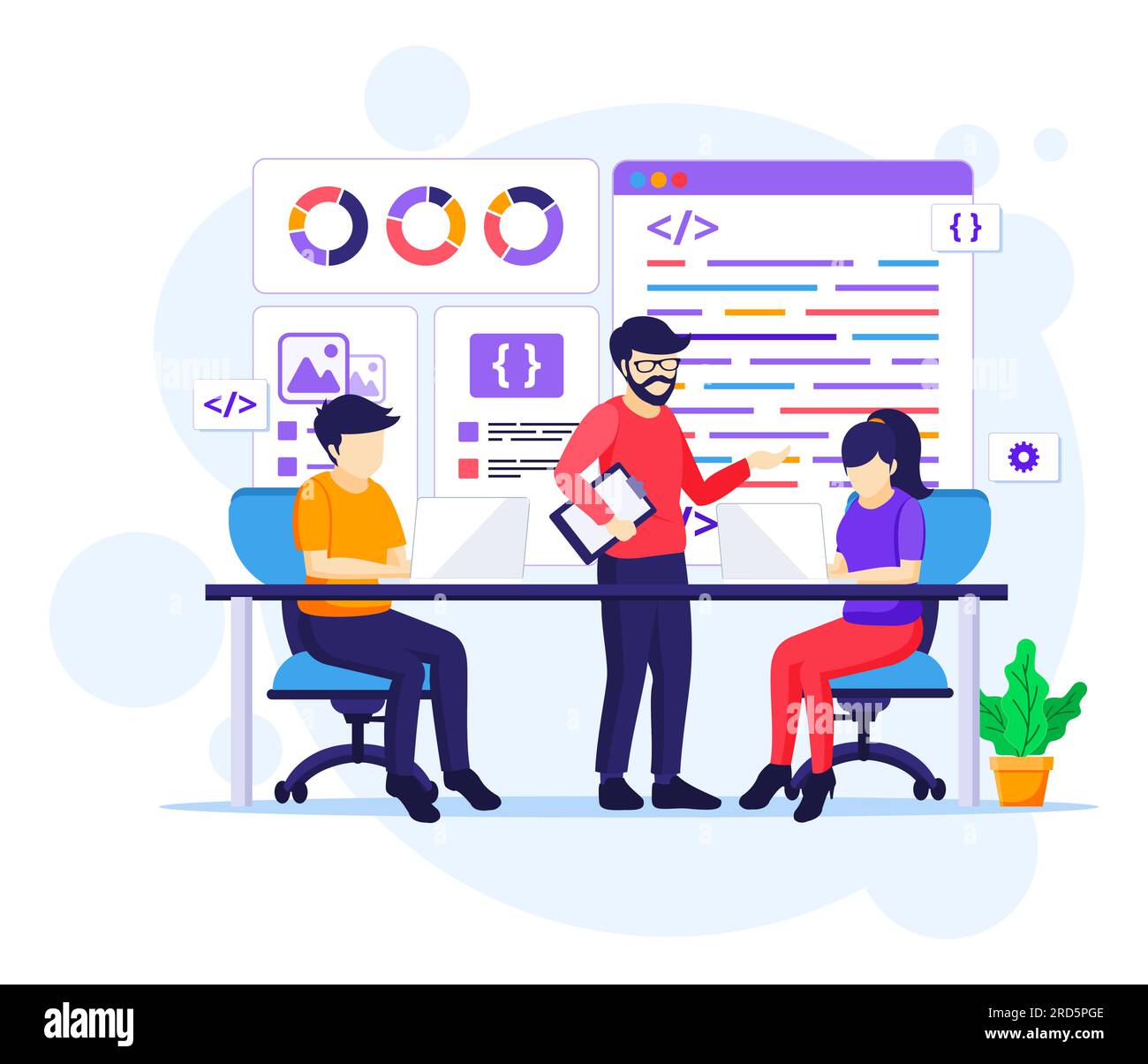Programming work vector vectors hi-res stock photography and images - Alamy