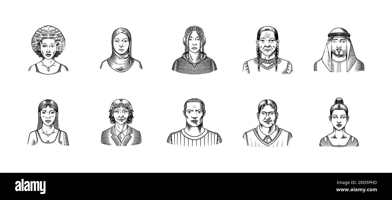 Human Avatars Collection. Diverse faces of people. Characters set ...