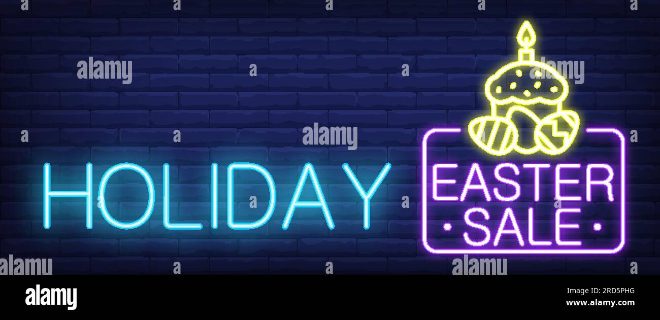 Holiday Easter Sale neon sign Stock Vector