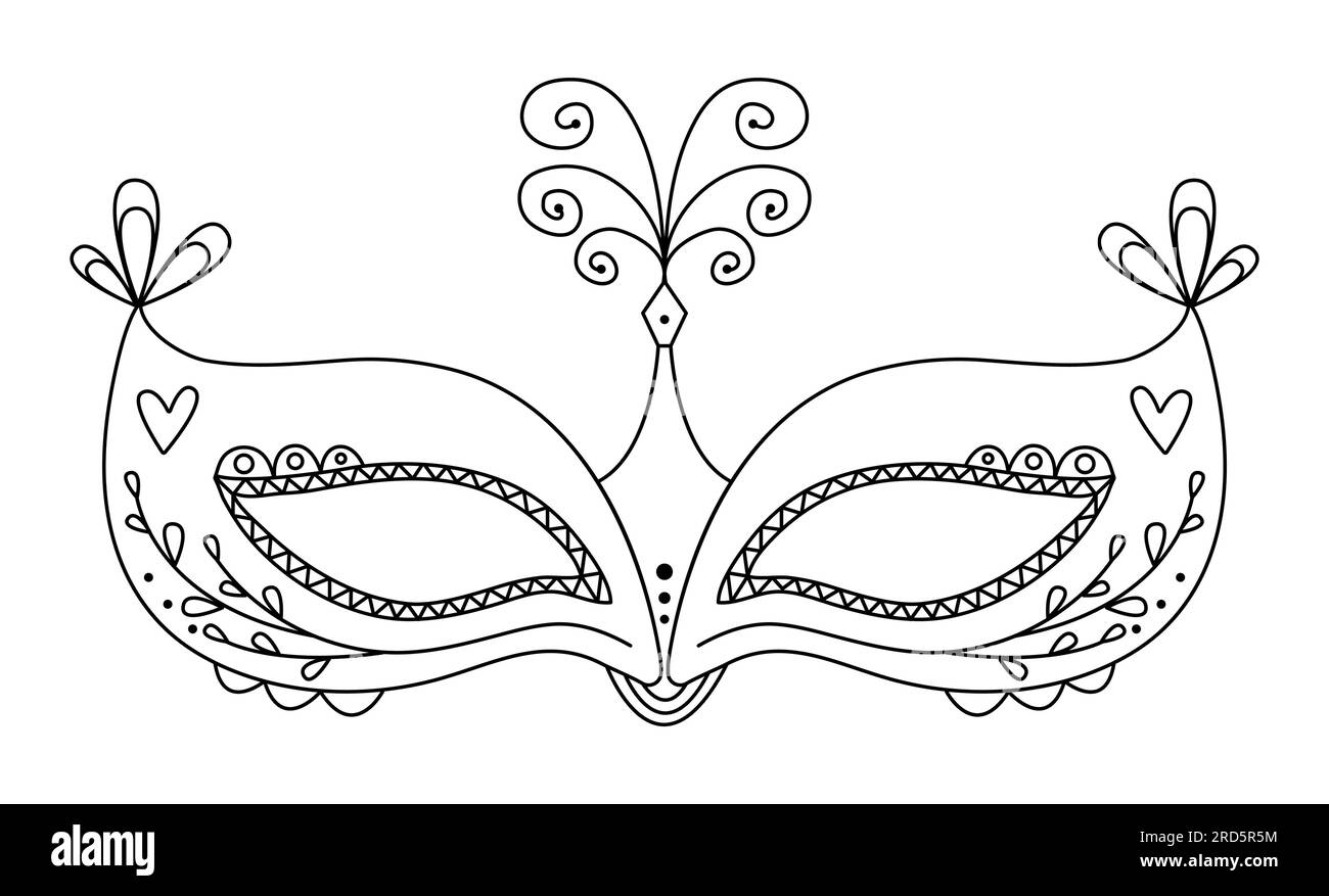 Masquerade mask for carnival black line illustration Stock Vector Image ...