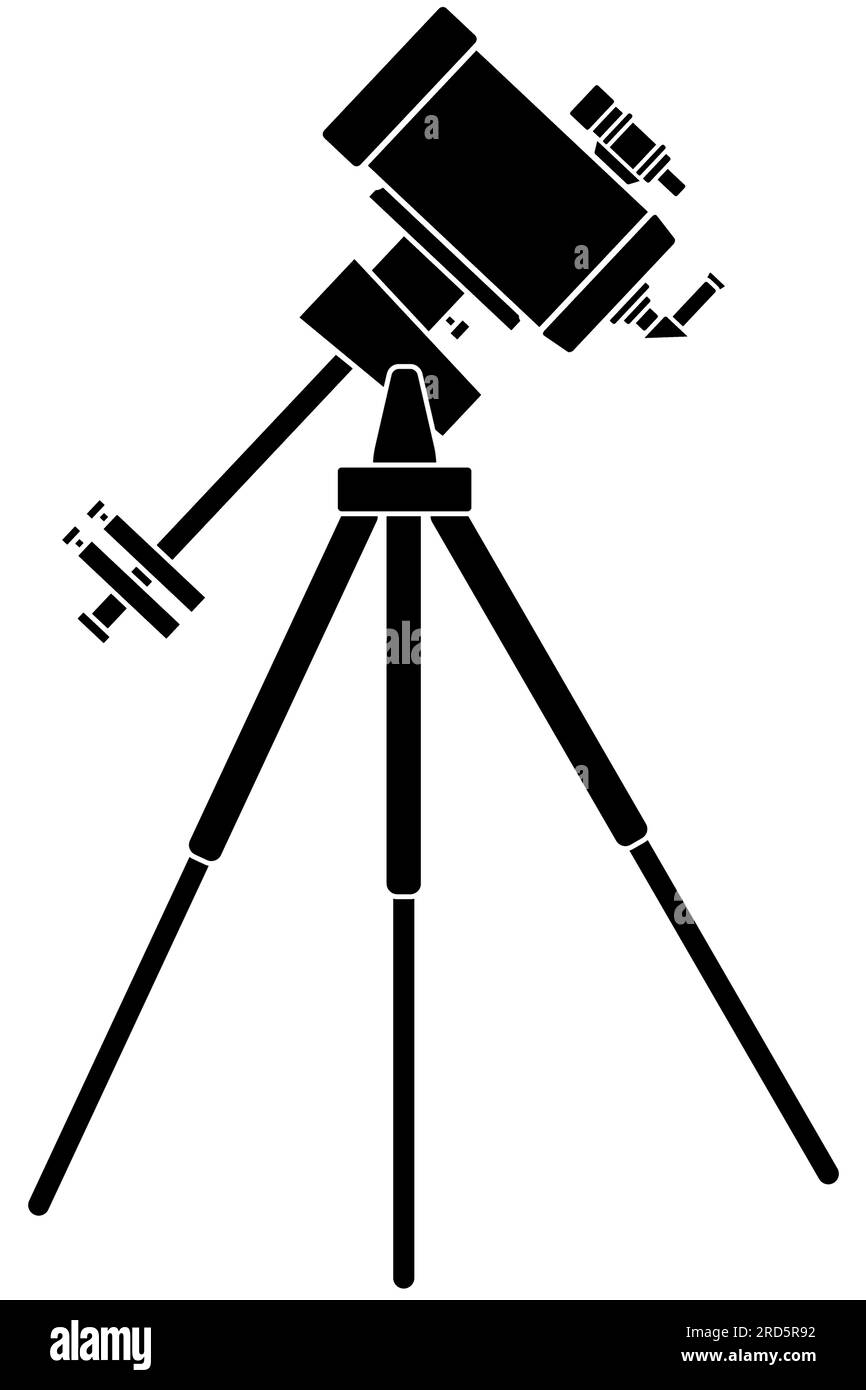 Clean and simple telescope illustration, line art, clipart, geometric
