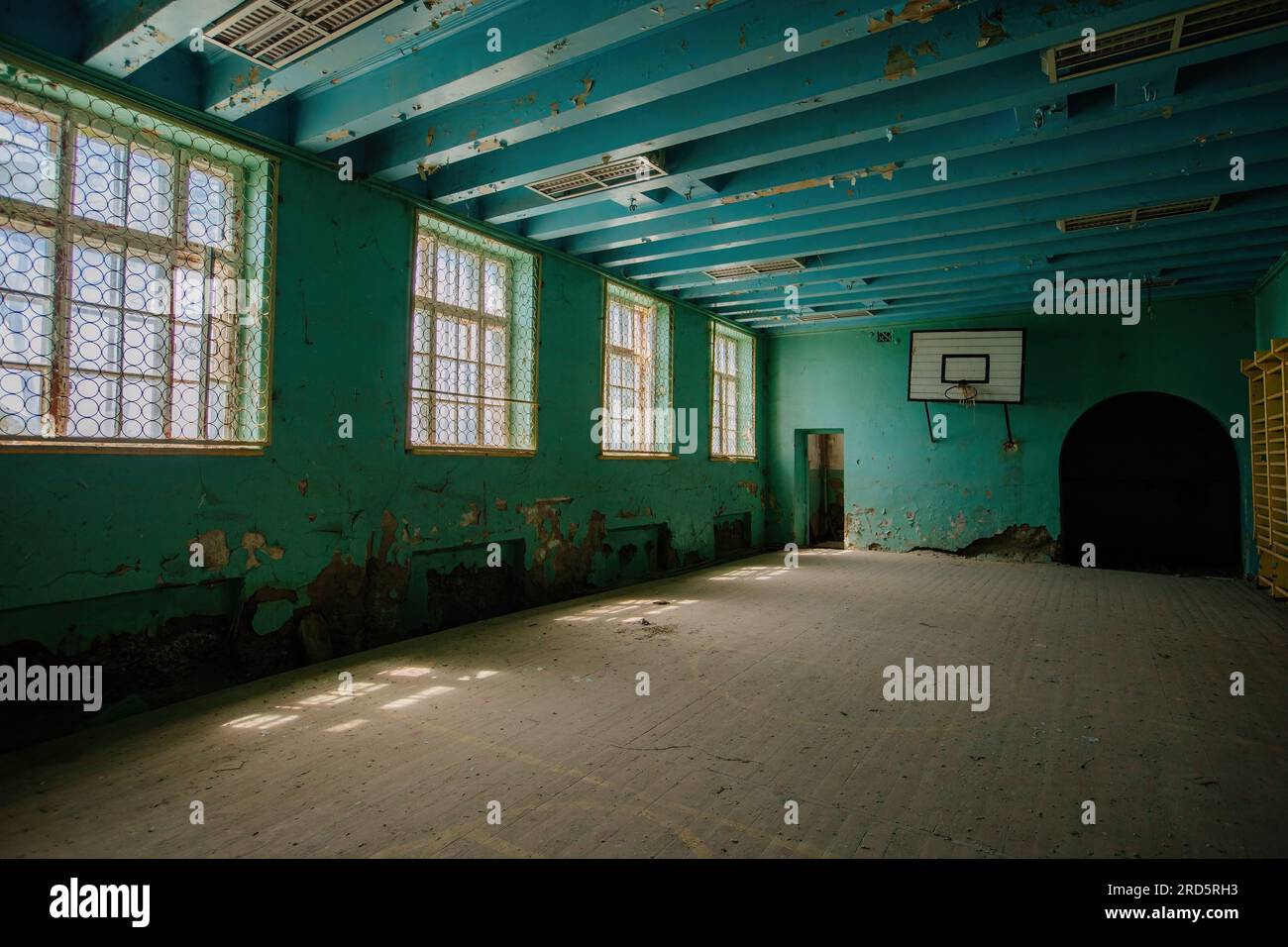 Old gymnasium in abandoned school Stock Photo Alamy