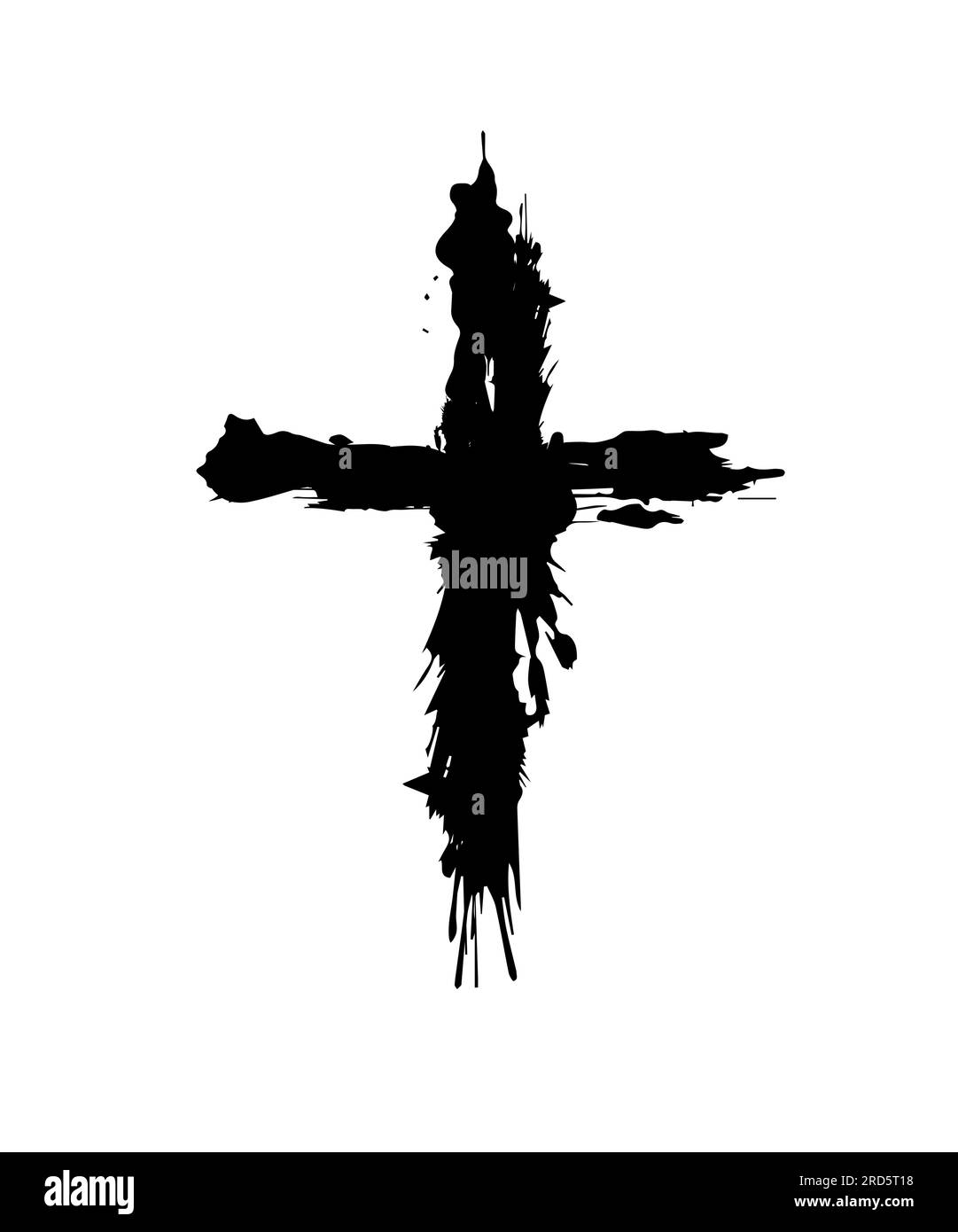 Grunge Religion Cross . Black Paint . Vector illustration Stock Vector