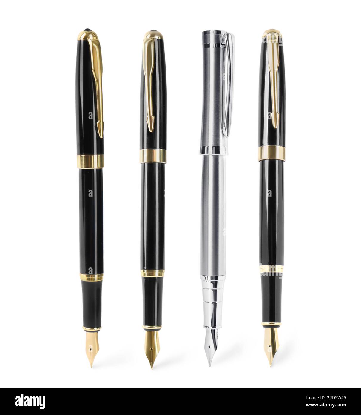 Set of fountain pens on white background Stock Photo - Alamy