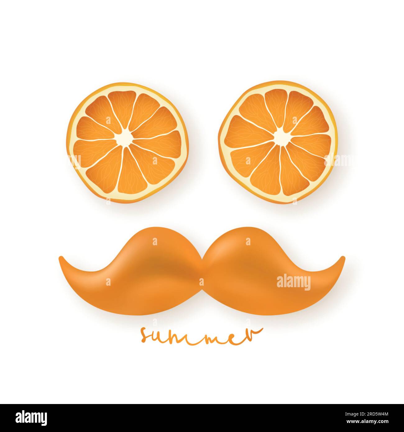 Funny face in the form of man, consisting of orange slices and orange