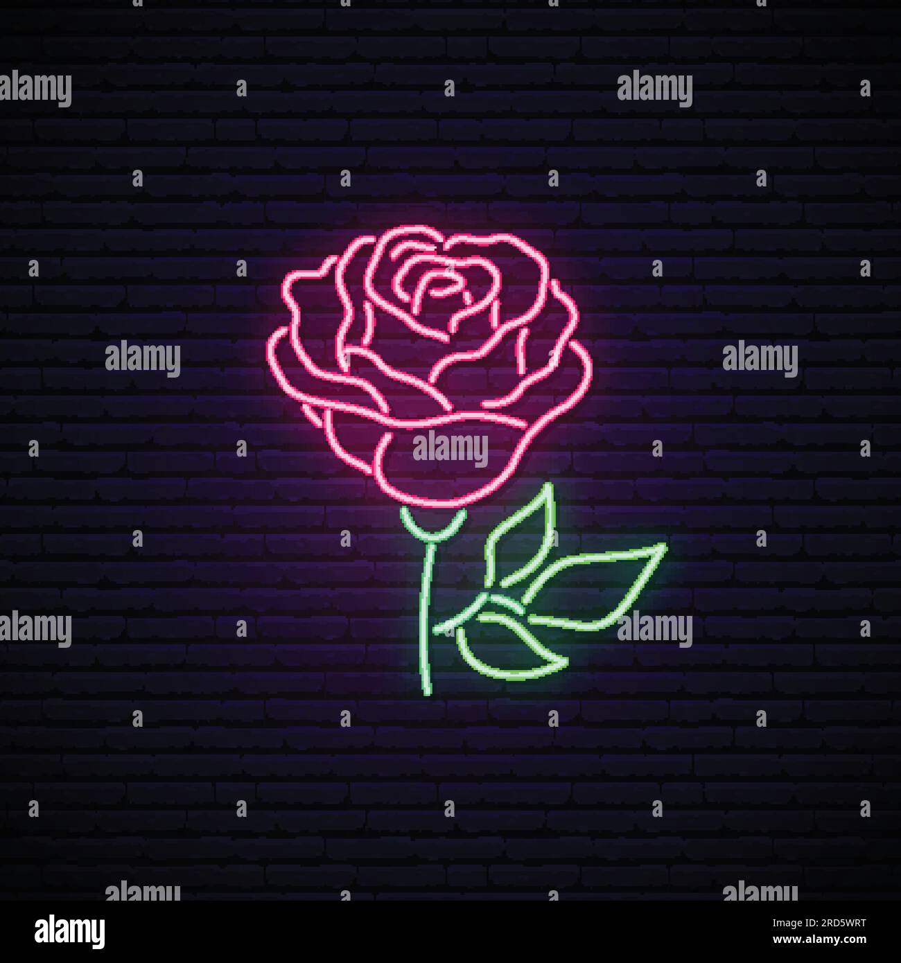 Vector seamless pattern with mysterious neon glowing roses
