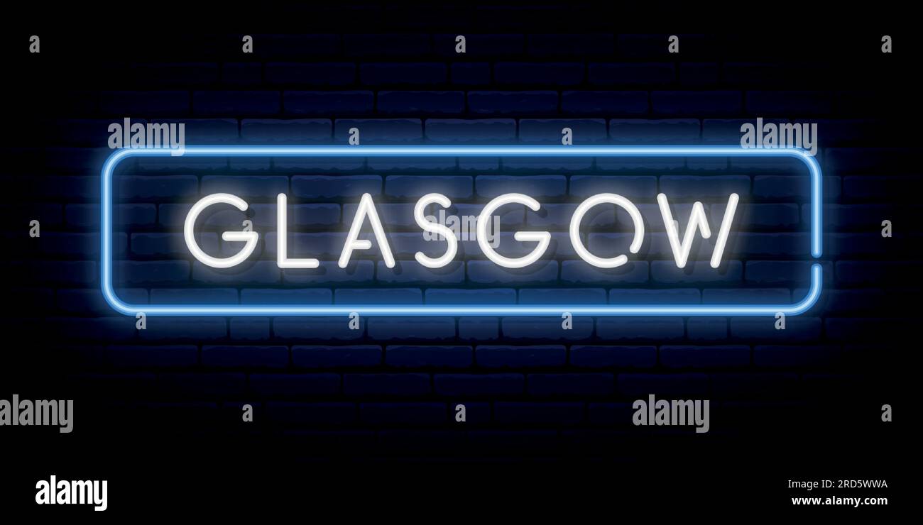 Glasgow neon sign. Bright light signboard. Vector banner Stock Vector