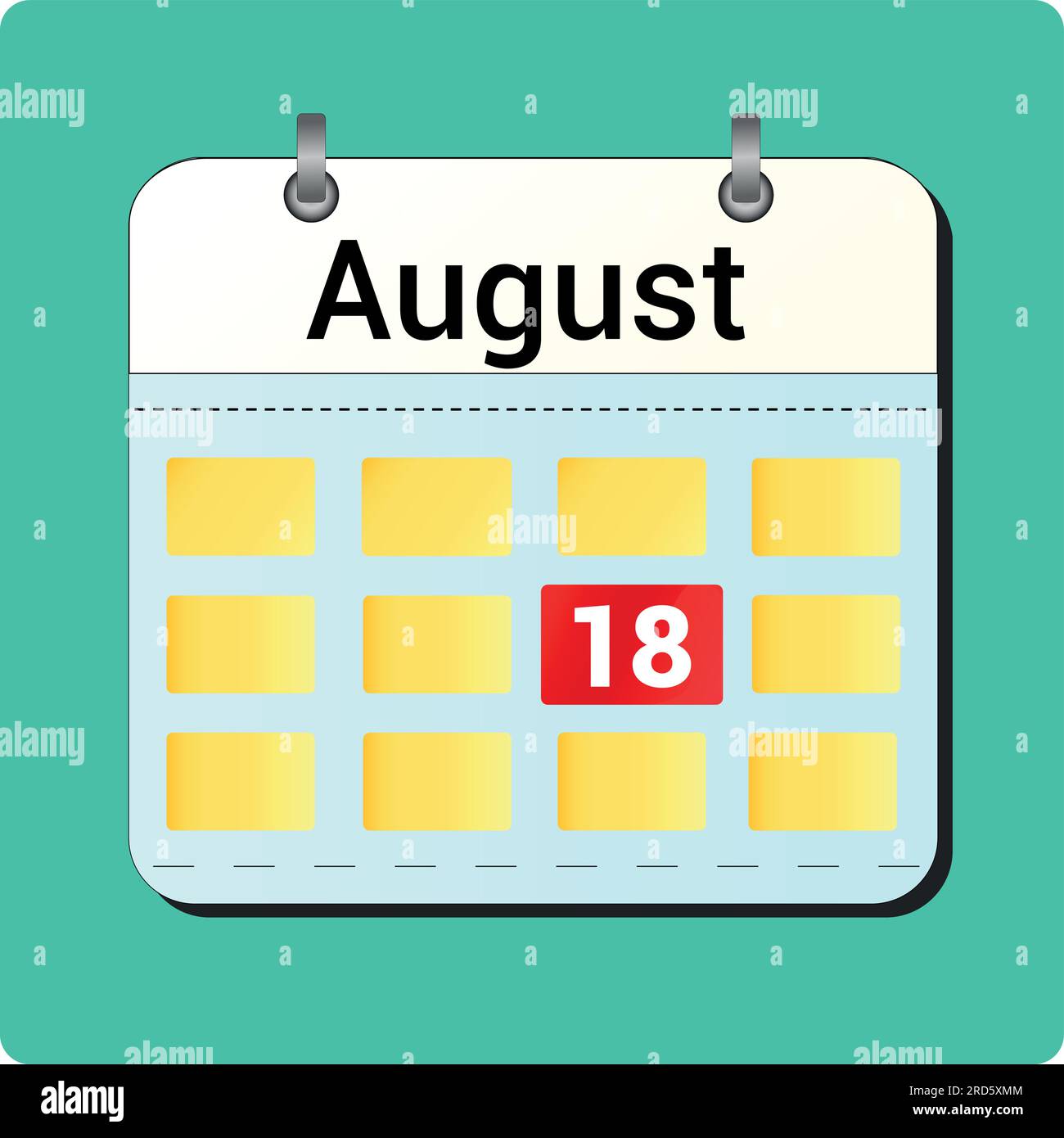 calendar vector drawing, date August 18 on the page Stock Vector