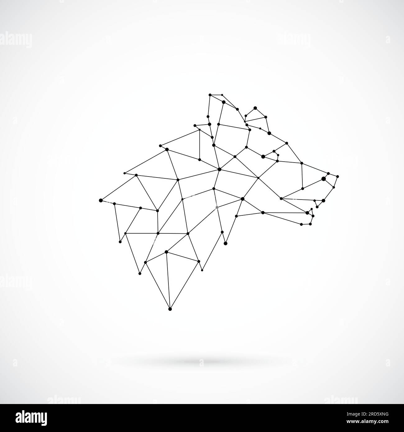 Geometric Wolf silhouette. Side view. Wolf in the form of constellation. Vector illustration