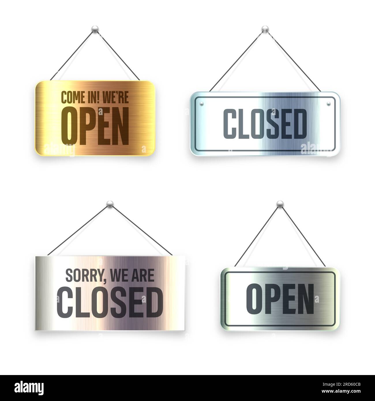 Open Close Signage Booth Brushed metal Open and Closed hanging signboards. Vintage door sign for ...