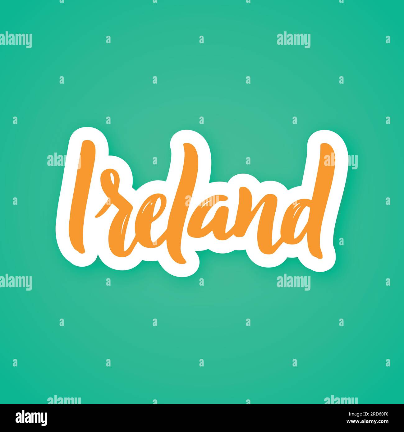 Ireland hand drawn lettering phrase. Sticker made of paper with a