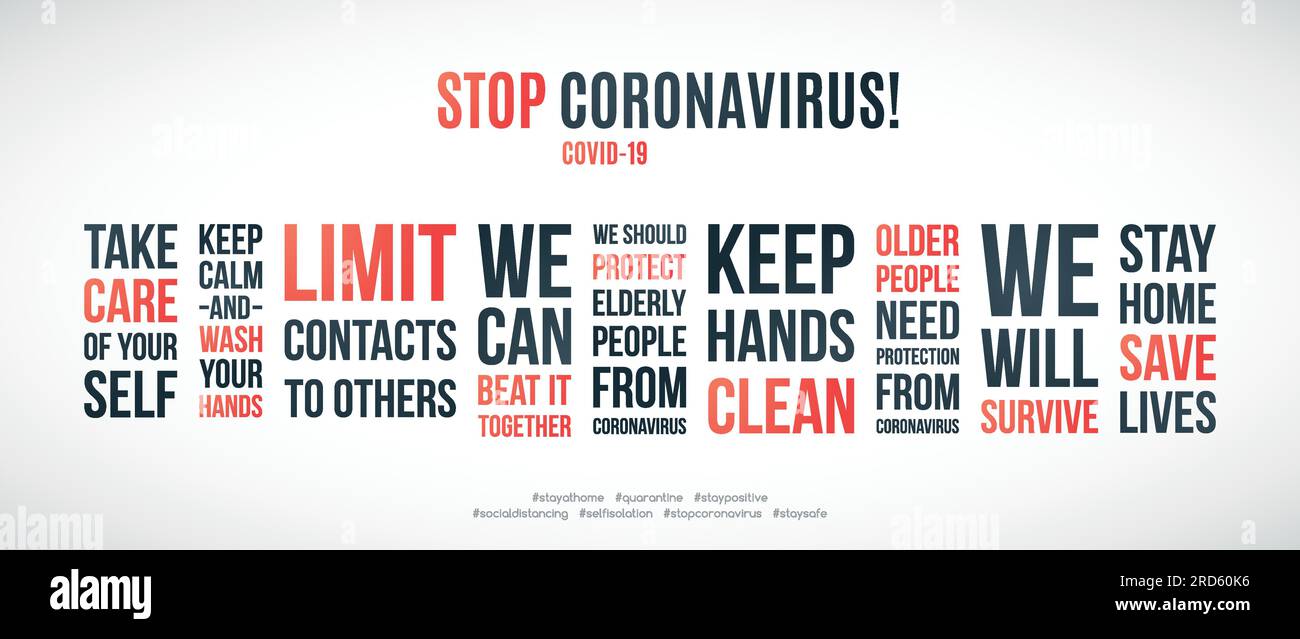COVID19 quotes set to prevent the spread of coronavirus. Quarantine