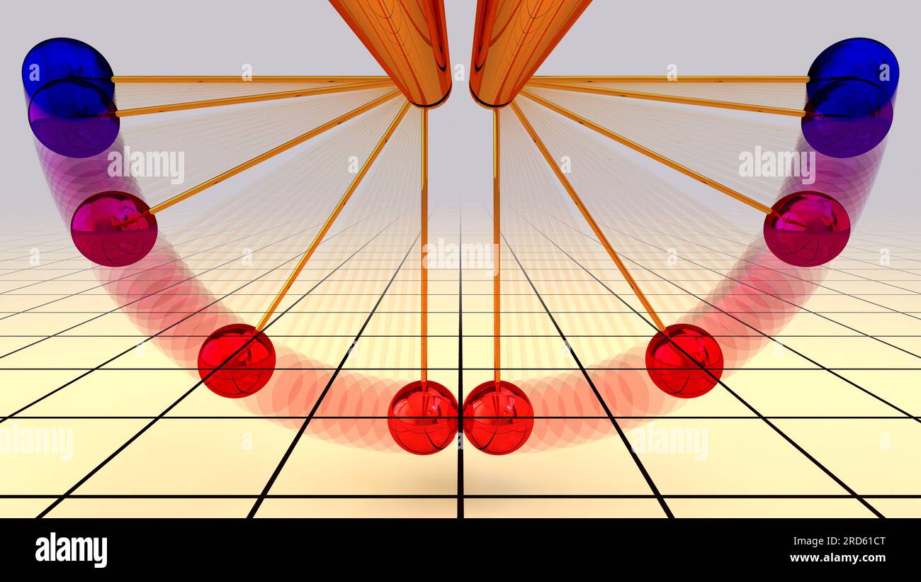 Potential and energy of colliding pendulums, illustration Stock