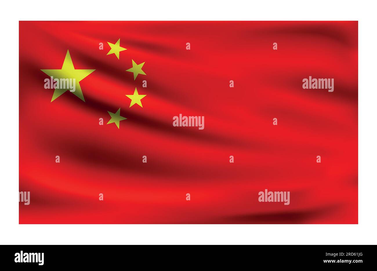 Realistic National flag of China. Current state flag made of fabric