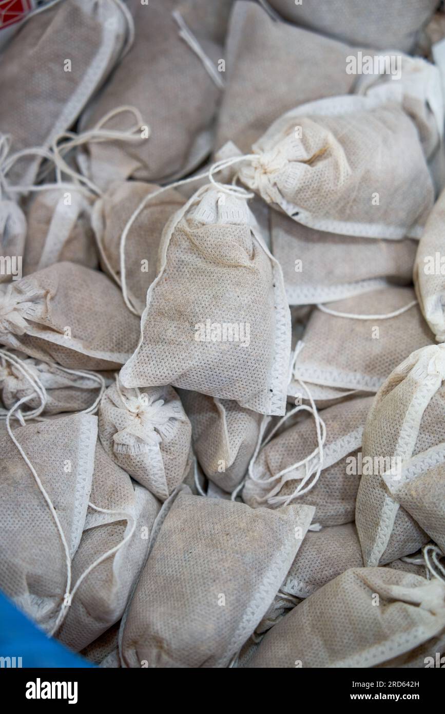 Closeup of compound Chinese herbal medicine packages sold in a Chinese herbal medicine store