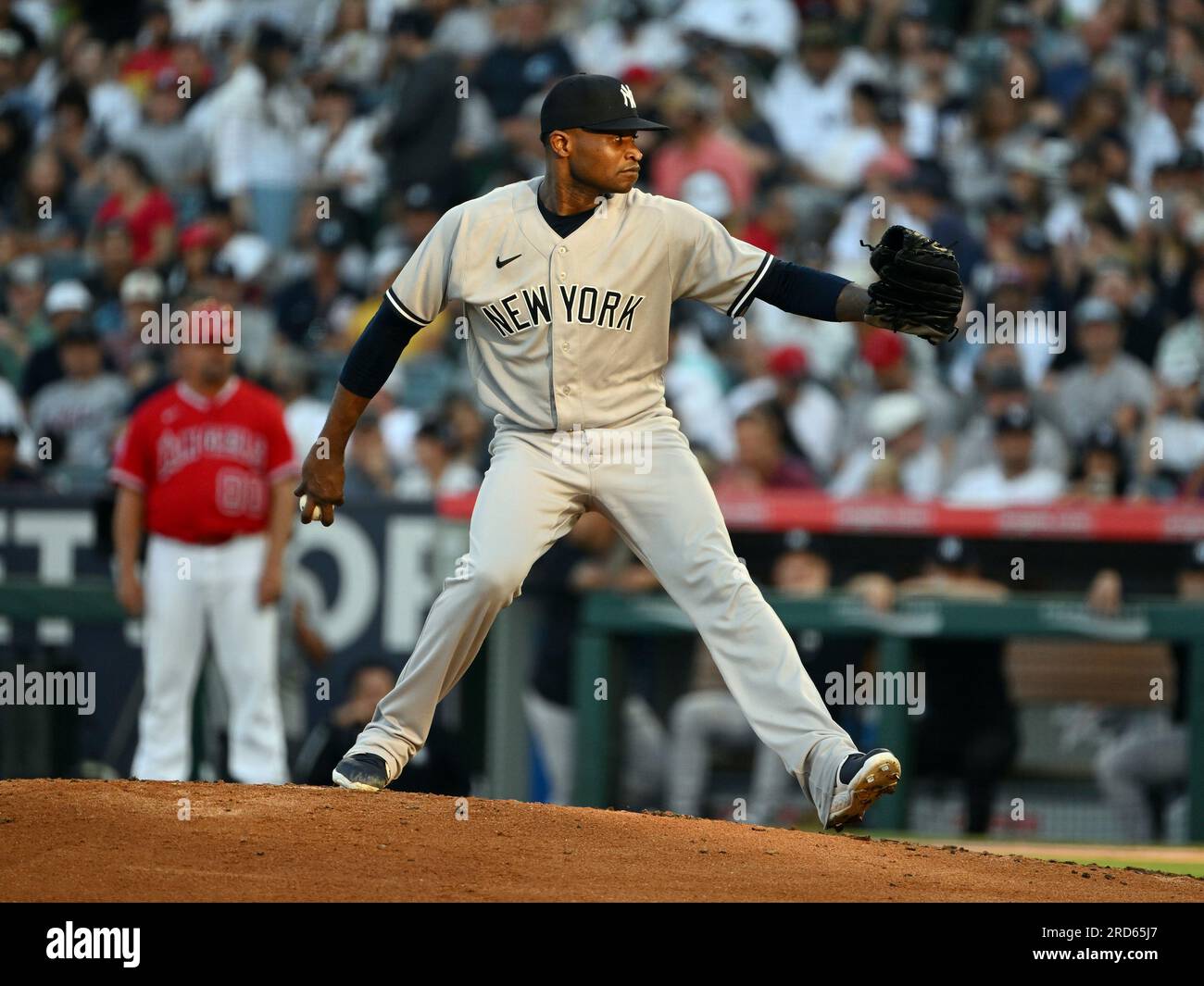 ANAHEIM, CA - JULY 18: New York Yankees pitcher Domingo German (0