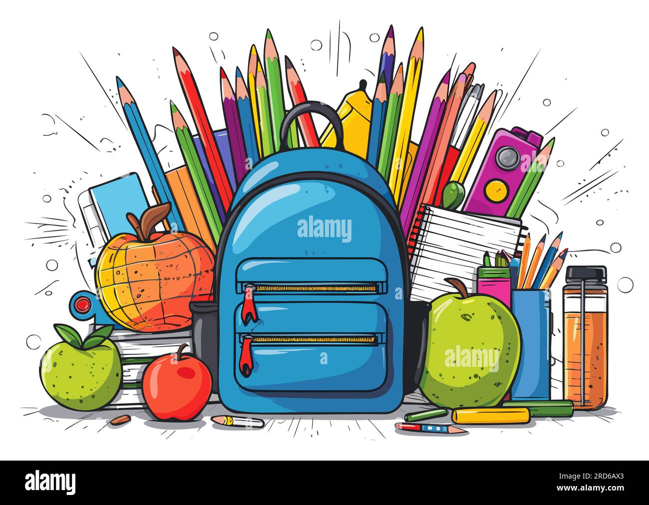 School supplies Vector Illustration back to school concept, isolated on white background Stock Vector