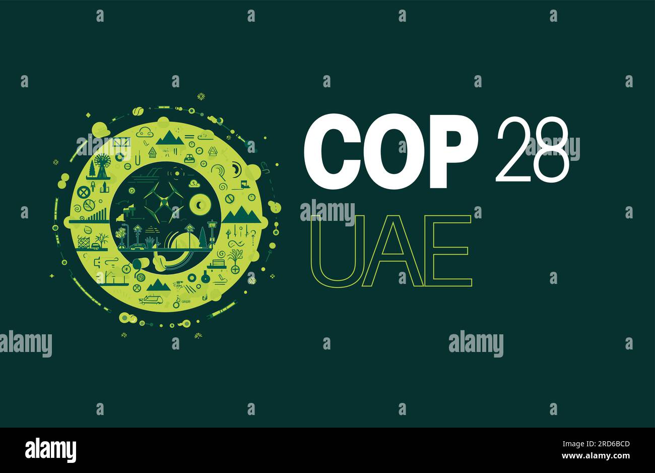 COP 28  United Arab Emirates - November 2023 - UN International climate summit Stock Vector
