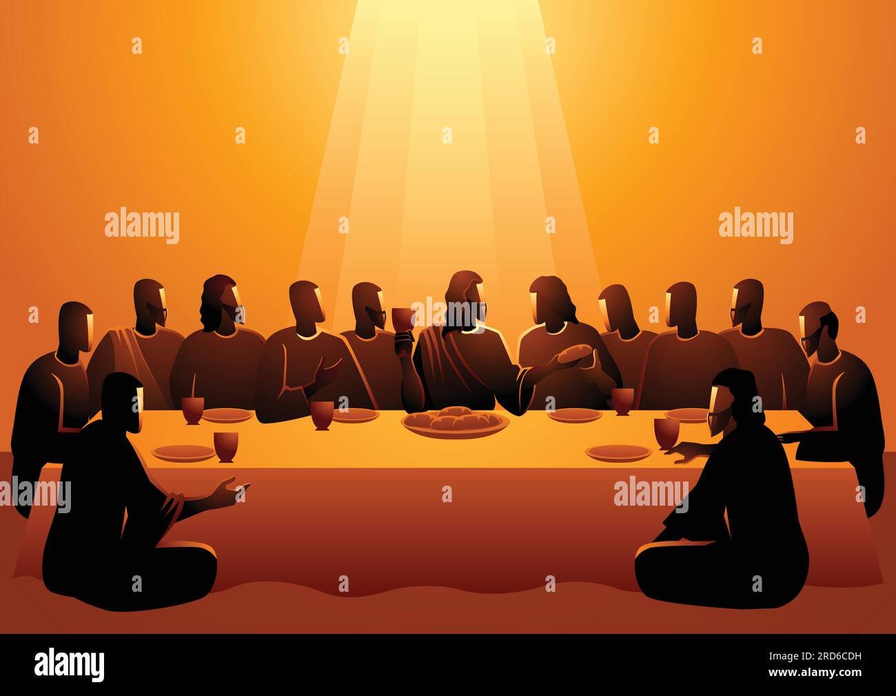 Biblical vector illustration series, Jesus shared with his Apostles in