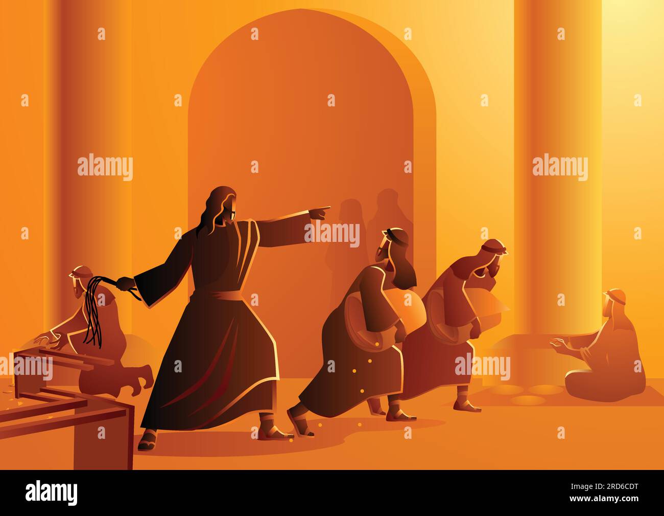 Biblical vector illustration series, Jesus cleanses the temple Stock Vector
