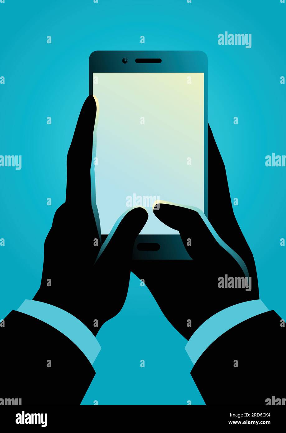 Vector illustration of a man hand holding smartphone Stock Vector Image ...