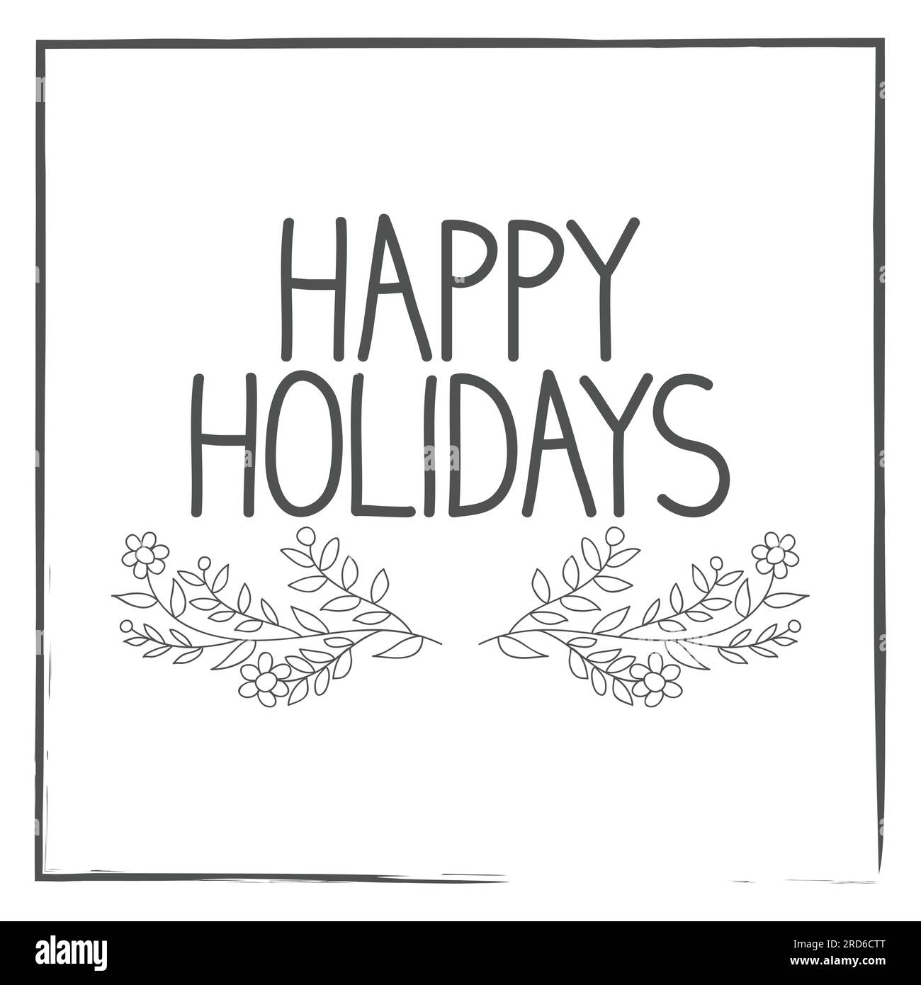 Handwritten text Happy Holidays for greeting card, flyer, brochure, poster logo with text lettering. Stock Vector