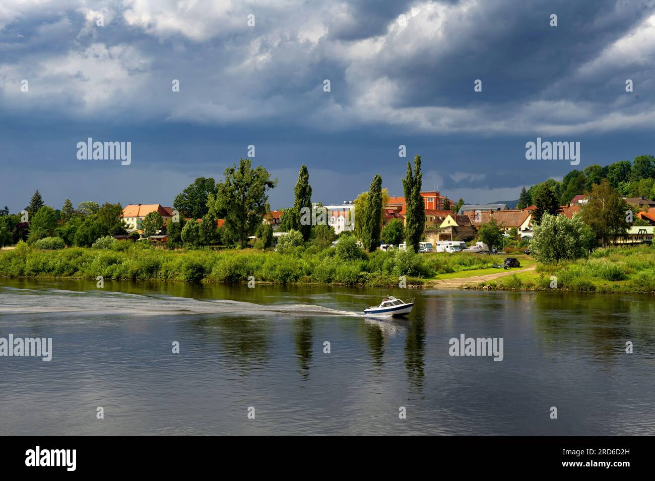 Elbe River in Saxon city of Pirna Stock Photo
