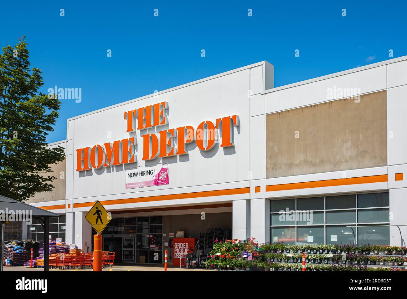 Home Depot storefront Location in Surrey BC Canada. Home Depot is the Largest Home Improvement Retailer and construction products and services in the Stock Photo