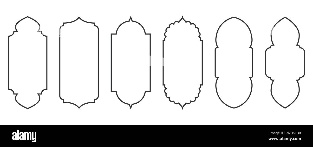 Ramadan window and door frames. Islamic arches with ornament. Oriental