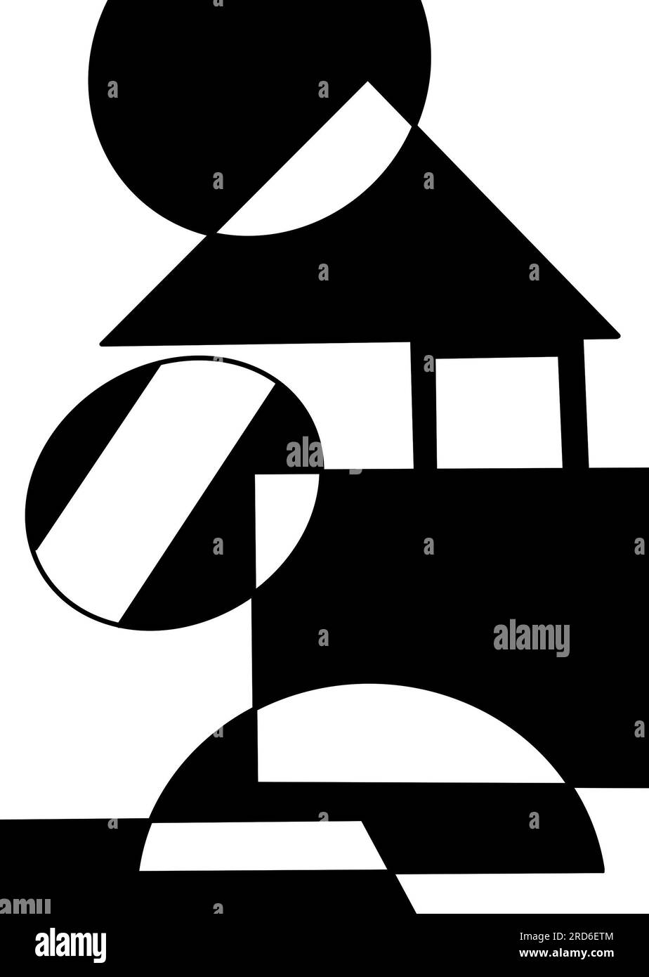 geometric shapes in black and white pattern, vertical illustration ...